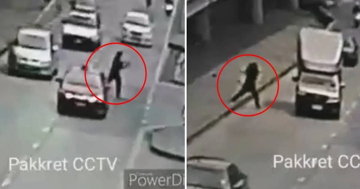 ล่า! หนุ่มคลั่งปาก้อนหินใส่รถกลางถนนแจ้งวัฒนะ