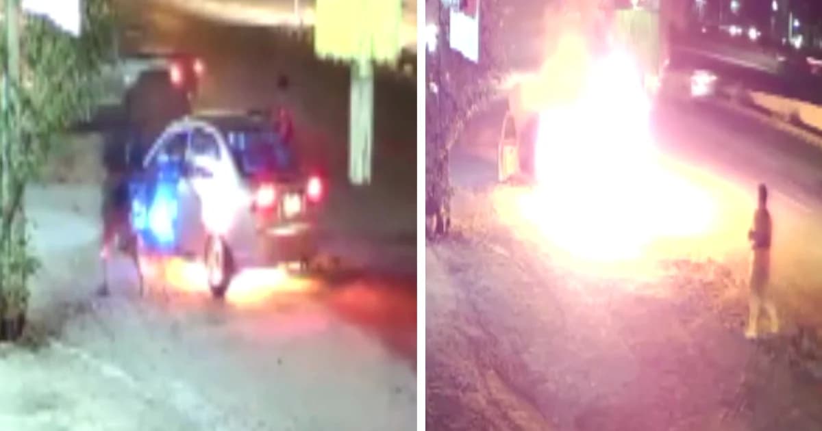 เปิดนาทีไฟไหม้รถเก๋ง หนุ่มพาลูกเมียวิ่งหนีตายสุดชีวิต