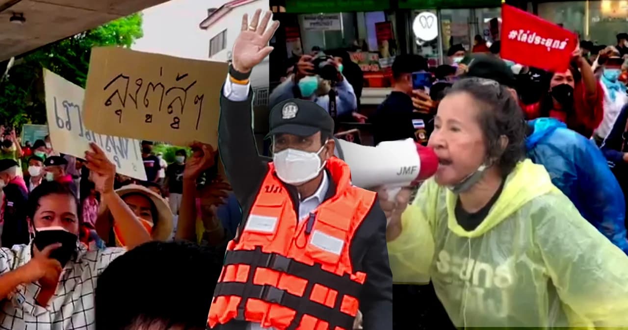 นายกฯ ลงพื้นที่ดูน้ำที่นนทบุรี เจอทั้งม็อบหนุนม็อบต้าน ขอทุกภาคส่วนร่วมมือพลิกโฉมประเทศไทย