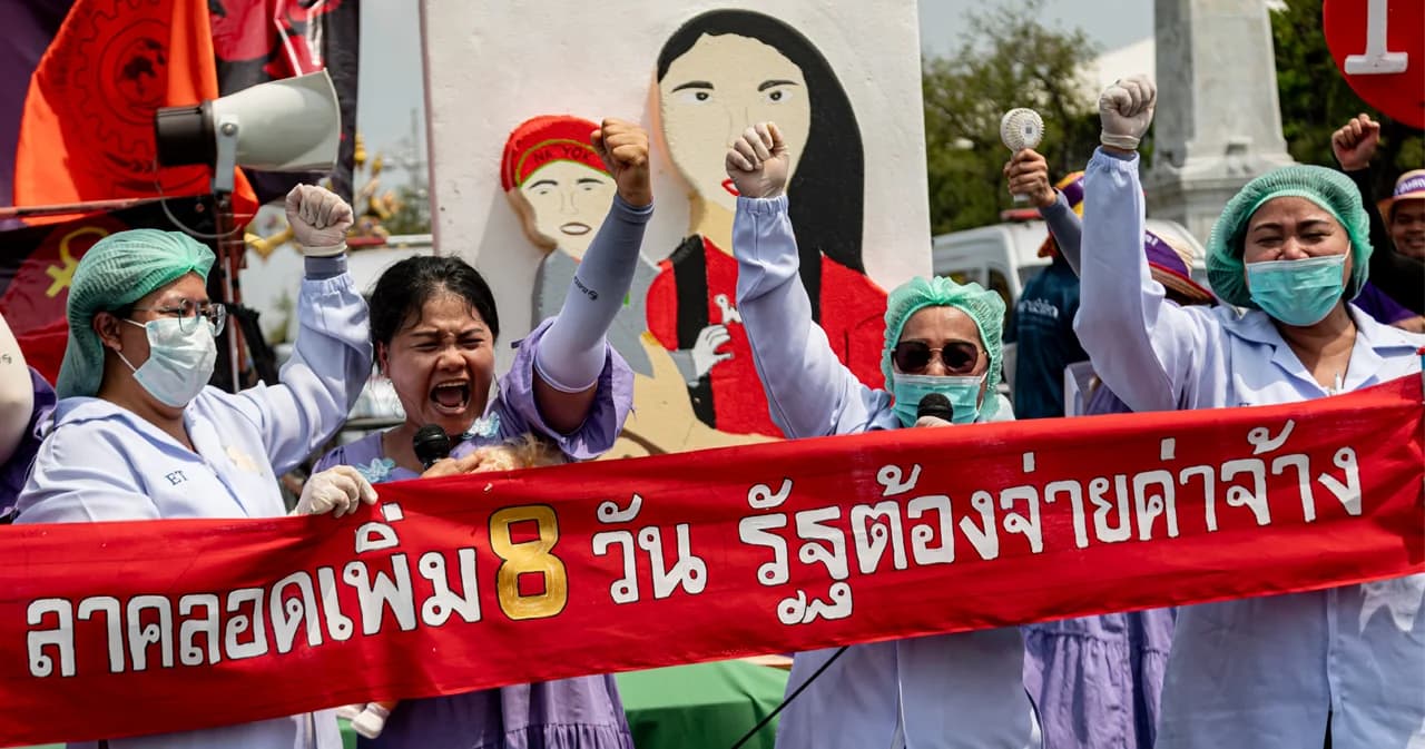 วันสตรีสากล 2567 เดินขบวนเรียกร้องสิทธิ แรงงานสตรี