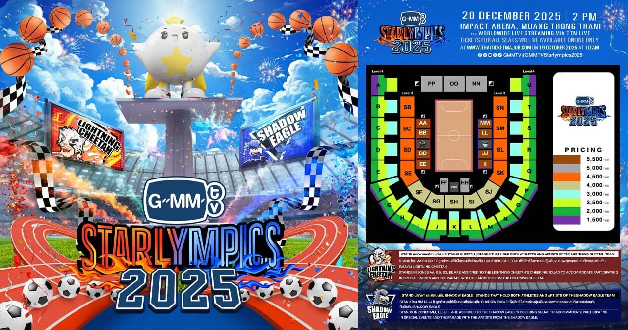 กลับมาอีกครั้ง! กับมหกรรมกีฬาสุดยิ่งใหญ่แห่งปี GMMTV STARLYMPICS 2025 ล็อคคิวกดบัตร 19 ต.ค.นี้
